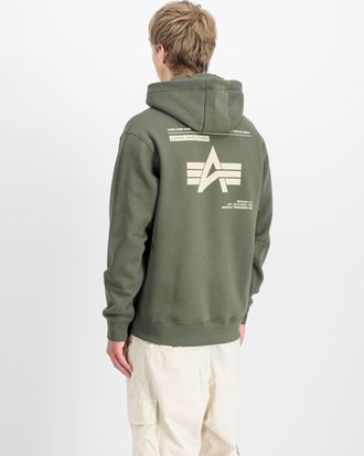 Alpha Industries Kapuzensweatshirt ALPHA INDUSTRIES Label Hoodie BP, Herren, Gr. XXL, gr&uuml;n (schwarz olive), angeraute Sweatware, Obermaterial: 80% Baumwolle, 20% Polye