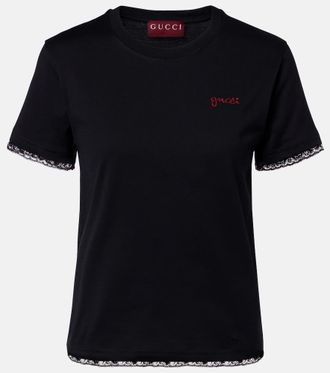 Gucci T-shirt in jersey di cotone con ricamo