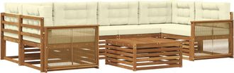 vidaXL Conjunto De Sof&aacute;s De Exterior 7 Uds. Natural Y Crema Vidaxl