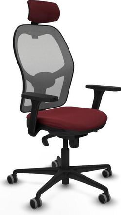 Piqueras y Crespo Piqueras Y Crespo - Jorquera Sincro Malla Gris Similpiel Granate Brazos 3d Base Nailon Cabecero 2d Ruedas 65mm Engomada