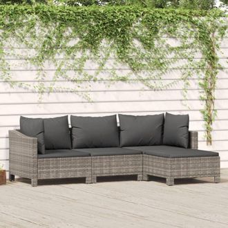 vidaXL Vidaxl - Set Divani da Giardino 4 pz con Cuscini in Polyrattan Grigio