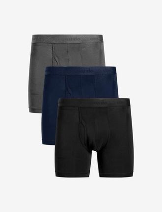 Commando Essential Modal Relaxed Boxer Brief with Fly 3-Pack in Black/dark Navy/titanium at Nordstrom, Size Xx-Large