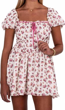For Love & Lemons Floral Etienne Mini Dress In Pink