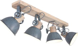 Steinhauer Mexlite - Foco - Gearwood - Gris - Metal Madera De Caucho - Foco