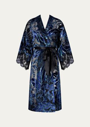 Lise Charmel Lace-Trim Burnout Velvet Robe