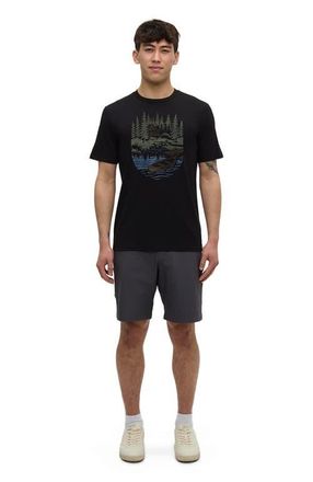 tentree Getaway T-Shirt in Meteorite Black/light Moss at Nordstrom, Size Xx-Large