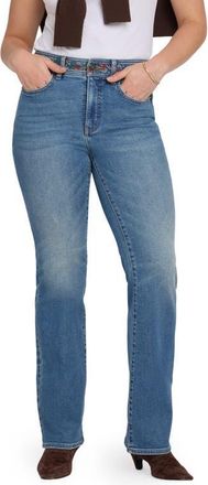 NYDJ Brooklyn High Waist Embroidered Waistband Bootcut Jeans in Bluebells at Nordstrom, Size 00