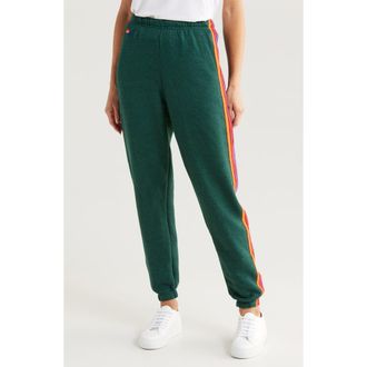 Aviator Nation Stripe Sweatpants in Forest/Purple Orange at Nordstrom, Size Small
