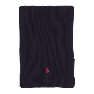 Polo Ralph Lauren Accessoires, Heren, Blauw, ONE Size, Wol, Geribbelde Gebreide Sjaal