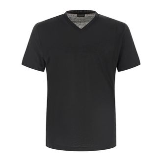 Gucci Zijden jersey T-shirt - Heren - Tops - Zwart - Maat: L Zijde