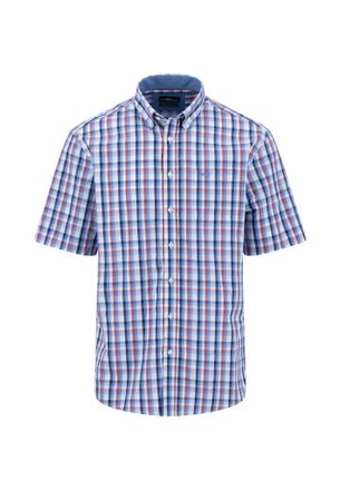 Fynch-Hatton Kurzarmhemd FYNCH-HATTON, Herren, Gr. 4XL, N-Gr, lila (berry), Web, Obermaterial: 100% Baumwolle, kariert, normal h&uuml;ftbedeckend, Rundhals, Hemden Kurz