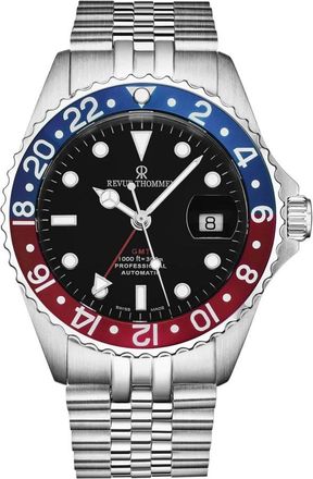 Revue Thommen Diver GMT Zwarte Wijzerplaat Blauwe en Rode Armband Roestvrij Staal - Heren - Horloges - Veelkleurig - ONE Size - Accessoires