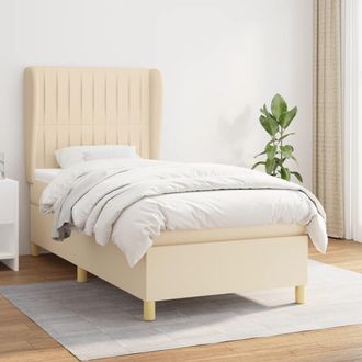 vidaXL Vidaxl - Cama Box Spring Con Colch&oacute;n Tela Color Crema 90x200 Cm