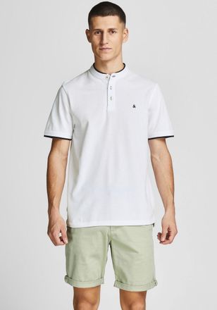 Jack & Jones Kurzarmshirt JACK & JONES PAULOS MAO POLO, Herren, Gr. XS, weiss (wei&szlig;), Piqu&eacute;, Obermaterial: 100% Baumwolle, unifarben, schmal h&uuml;ftbedeckend, Rundhal