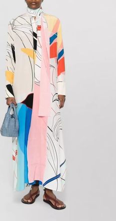 F.R.S. For Restless Sleepers silk printed long-sleeve round-neck maxi dress
