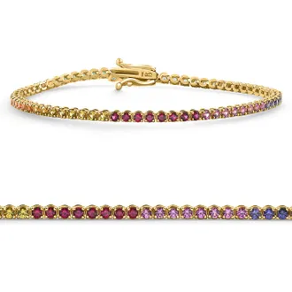 Pompeii3 14k Yellow Gold Ombre Round Cut Rainbow Womens Tennis Bracelet 7 Size: 7