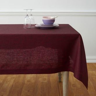 Solino Home Linen Tablecloth for Dining Table, Holiday and Everyday Table Decor - Athena in Red Garnet at Nordstrom, Size Medium