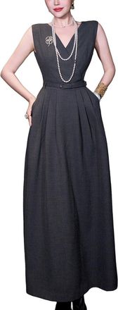Burryco Burryco Grey Solid Maxi Dress