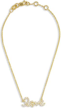 Sydney Evan Bracciale Love Script in oro giallo 14kt
