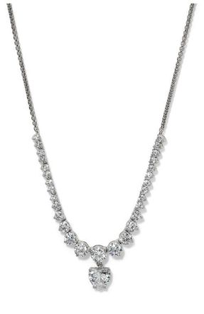 Nadri Astrid Heart Frontal Necklace in Rhodium at Nordstrom