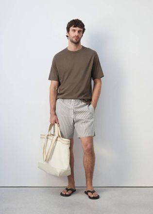 Mango Costume righe seersucker kaki - Uomo - XS - MANGO MAN