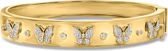 Ross-Simons Diamond Butterfly Bangle Bracelet in 18kt Gold Over Sterling