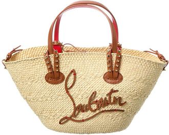 Christian Louboutin Cabata Mini Raffia & Leather Basket Tote