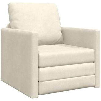vidaXL Divano Letto con cuscino Crema 74 x 77 x 81 cm Velluto - Vidaxl
