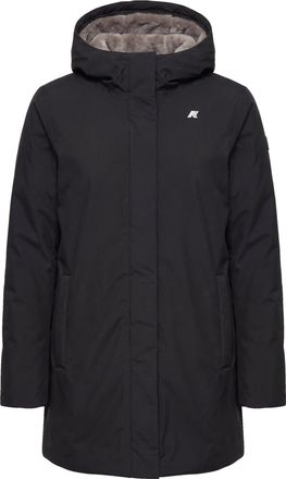 K-Way Warm Black Twill Short Jacket With Faux Fur Lining