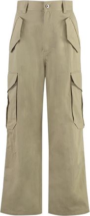 Bottega Veneta Cotton Cargo Broeken - Dames - Wijde Broeken - Beige - 2XS - Katoen - Broeken