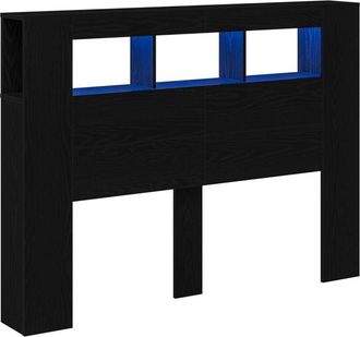 vidaXL Led Headboard Black oak 140 x 18.5 x 103.5 cm Engineered wood Vidaxl