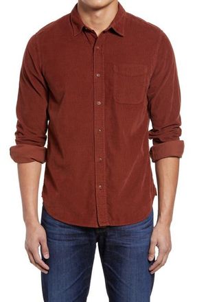 AG - Adriano Goldschmied Colton Corduroy Button-Up Shirt in Fired Copper at Nordstrom, Size Large