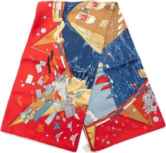 Herm&egrave;s Pre-owned Scarves, female, Multicolor, Size: ONE SIZE Pre-owned Flagship Silk Scarf