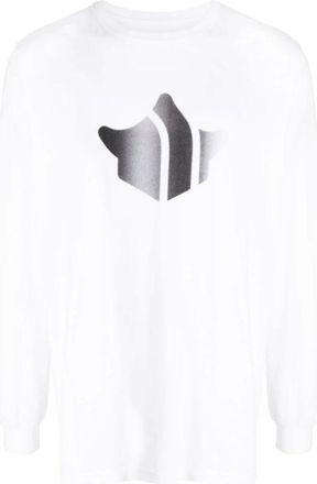 maharishi Long Sleeve T-Shirts, male, White, L, White Cotton Logo Print Top