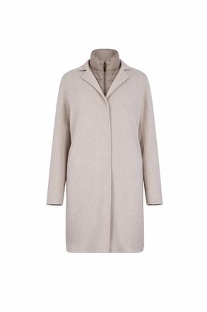Moorer Womens Notched Panel Layered Overcoat In Sandbeige