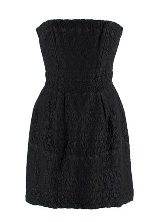 Giambattista Valli Black Cloque Strapless Mini Dress Size XXS