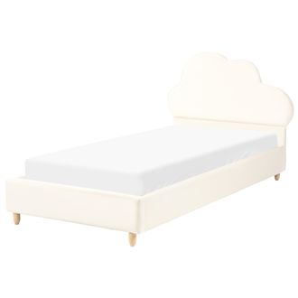 Beliani Beliani - Cama Con Somier Moderna Tapizado De Terciopelo Infantil Somier De L&aacute;minas Beige Claro 90 X 200 Cm Bellevue