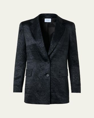 Akris Crinkled Satin Single-Breasted Blazer Jacket