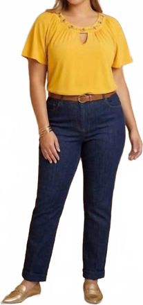 Zac & Rachel Sunset Gold Keyhole Blouse In Spectra Yellow