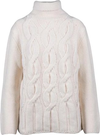 KANGRA Cable Knit Sweater - Dames - Coltruien - Wit - L - Wol - Truien & Vesten