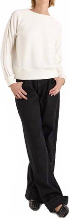 Brodie Bead Trim Crew Neck Top In Ivory