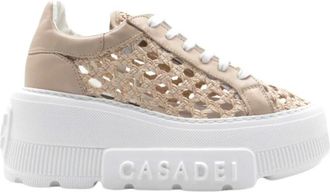 Casadei Woven Straw Effect Sneakers - Dames - Sneakers - Beige - 37 EU - Schoenen