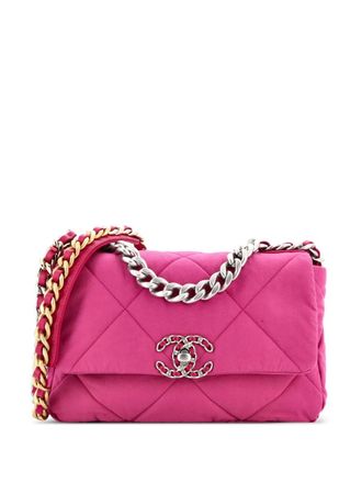 Chanel 19 Flap Bag Quilted Canvas Medium shoulder bag - Pink