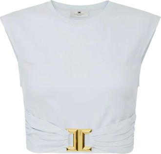Elisabetta Franchi logo cotton jersey T-shirt - Blue