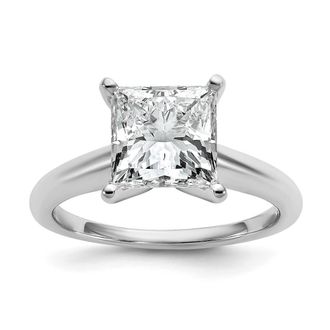 Diamond2Deal 14k White Gold 3 Ct Certified Princess Lab Grown Diamond Solitare Engagement Ring