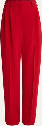 Givenchy Double Pleated Straight-Leg Ankle Trousers