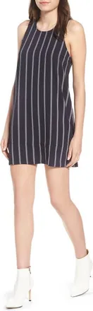 Leith Racerback Shift Dress in Navy Night Pinstripe at Nordstrom, Size Large