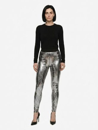 Dolce & Gabbana Womens Silver Cotton Leggings Clothing