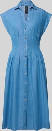 Marc Cain Hemdblusenkleid mit V-Ausschnitt und Knopfleiste in Bleu Melange, Gr&ouml;&szlig;e 34