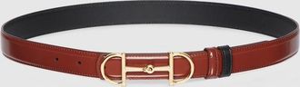 Gucci Reversible Belt With Horsebit Buckle, Brown, Leather